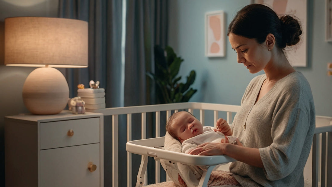 Baby und Mutter im Kinderzimmer